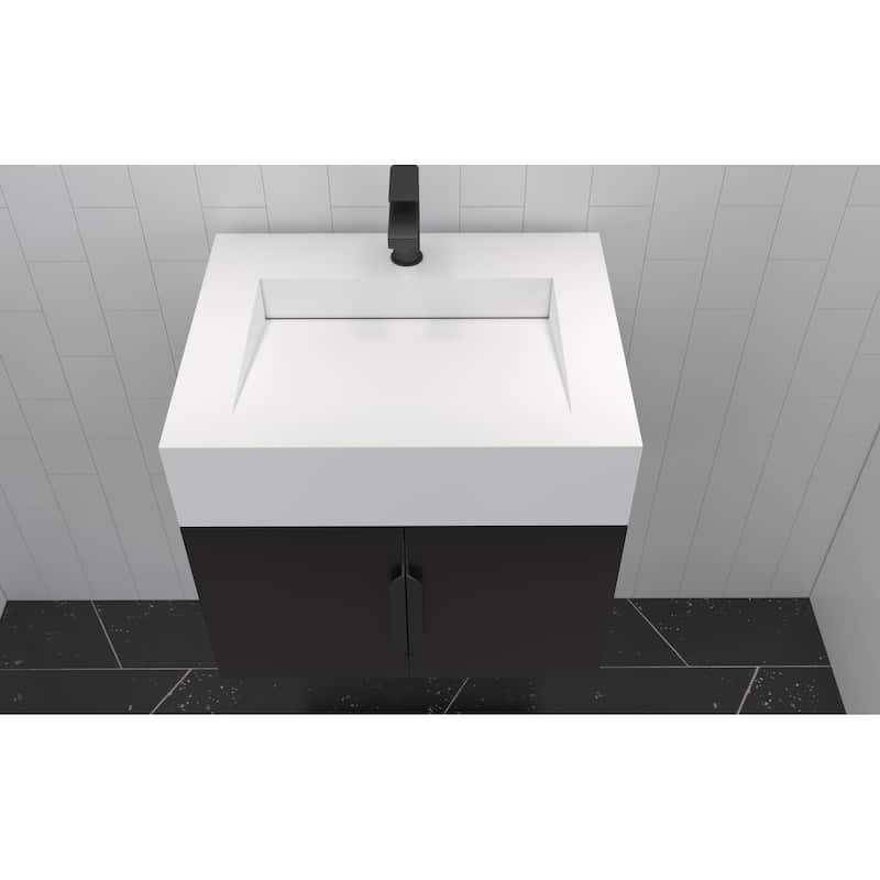 Nile 24-Inch Wall Mounted Bathroom Vanity Set w/ White Top