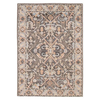 ECARPETGALLERY Hand-knotted Jules Serapi Grey Silk, Wool Rug - 5'1 x 7'6