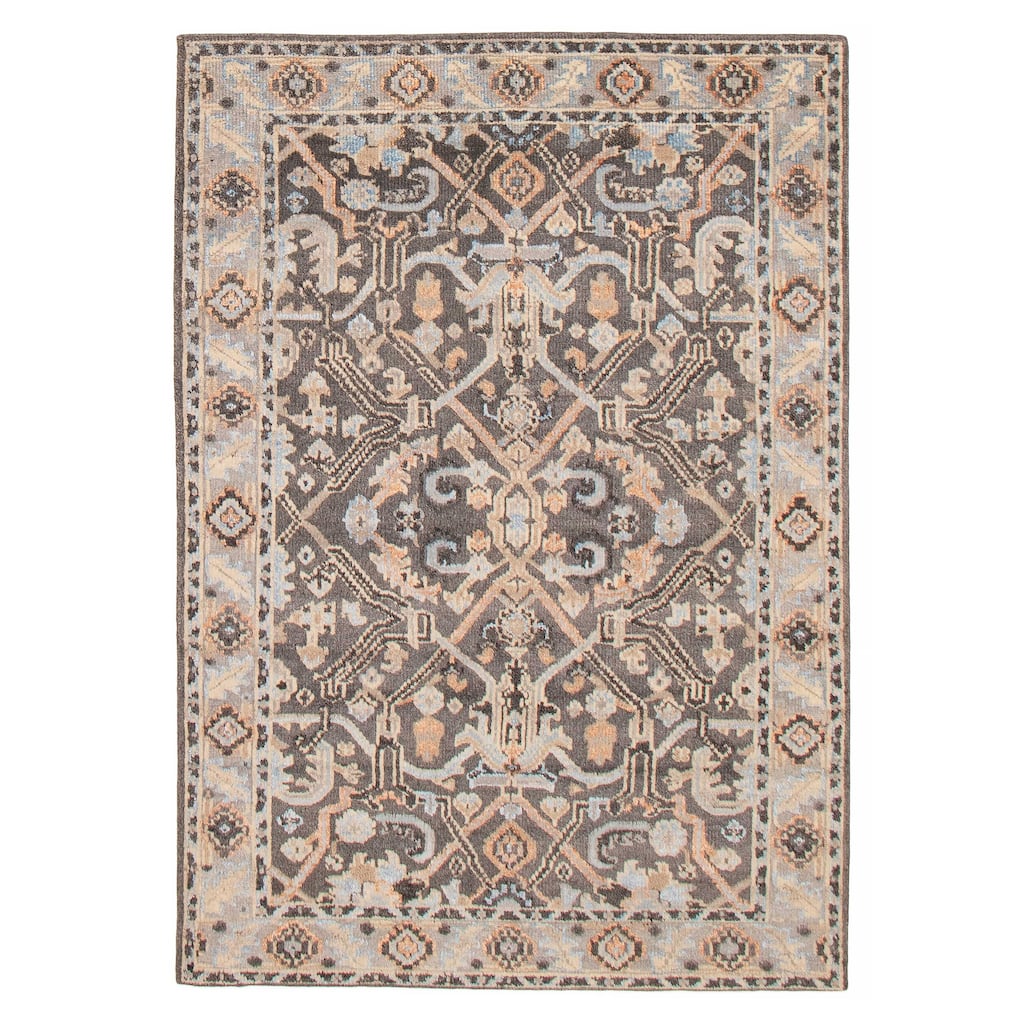 ECARPETGALLERY Hand-knotted Jules Serapi Grey Silk, Wool Rug - 5'1 x 7'6