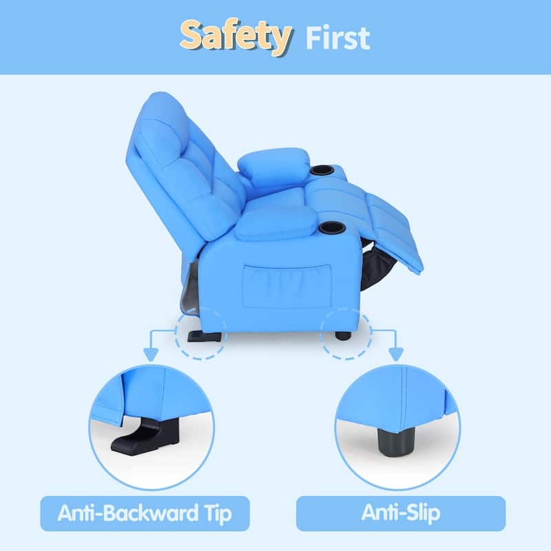 MCombo Big Kids Recliner Chair with Cup Holders - 28.3"(L)x26.0"(W)x34.2"(H)