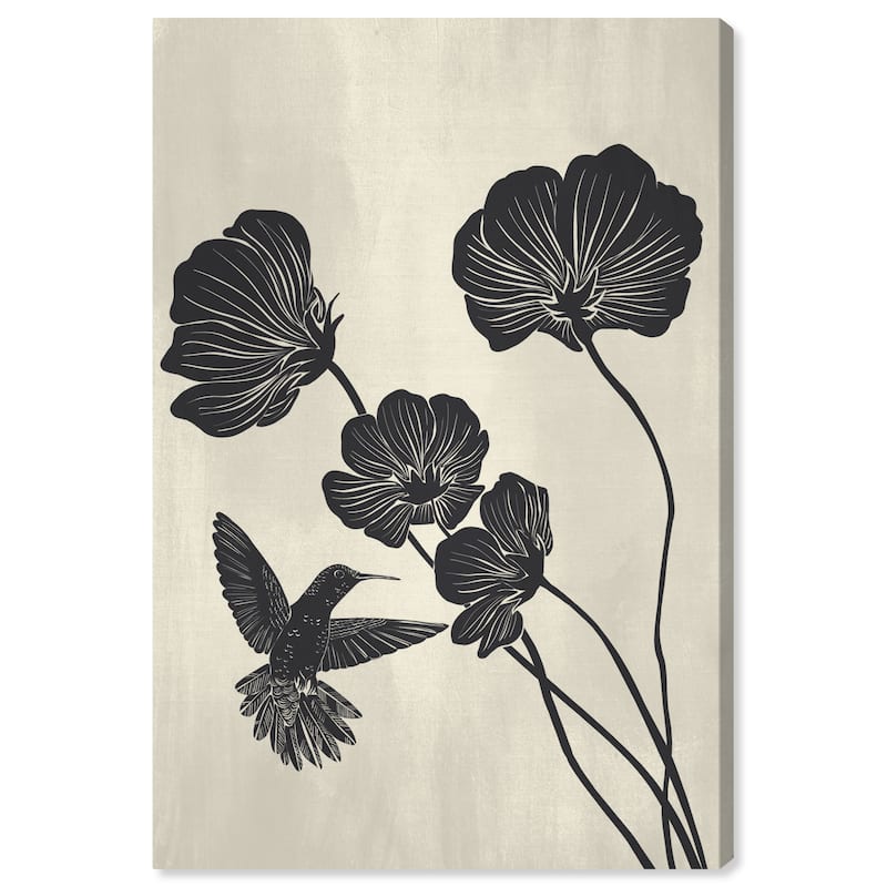 Wynwood Studio Canvas Floral and Botanical Nectar s Harvest Black and Pastel Black Modern & Contemporary Wall Art Canvas Print