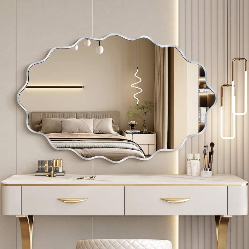 Oval Aluminum Alloy Framed Irregular Wall Mirror
