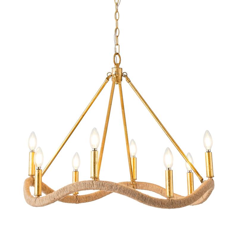 28" 8-Light Golden Modern Candle Chandelier