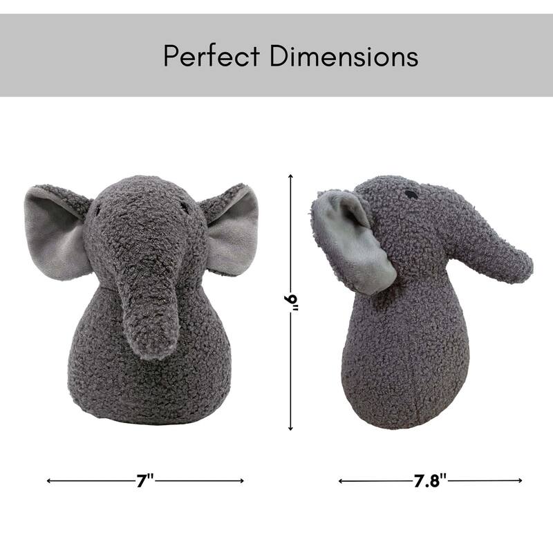 Decorative Elephant Door Stopper - Heavyweight 2.3 lb. Fabric Holder - 9"H x 7"L x 7.8"W