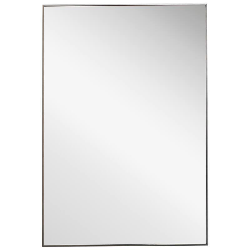 Copper Grove Thin Framed Rectangular Wall Mirror - Silver