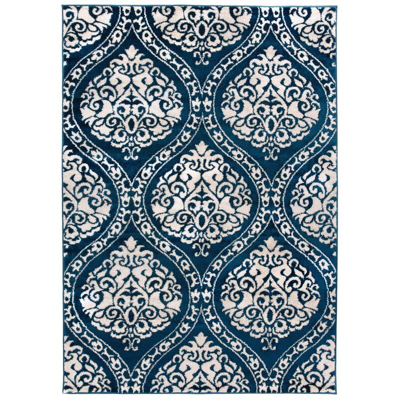 Porch & Den Pascuzzi Distressed Floral Damask Area Rug