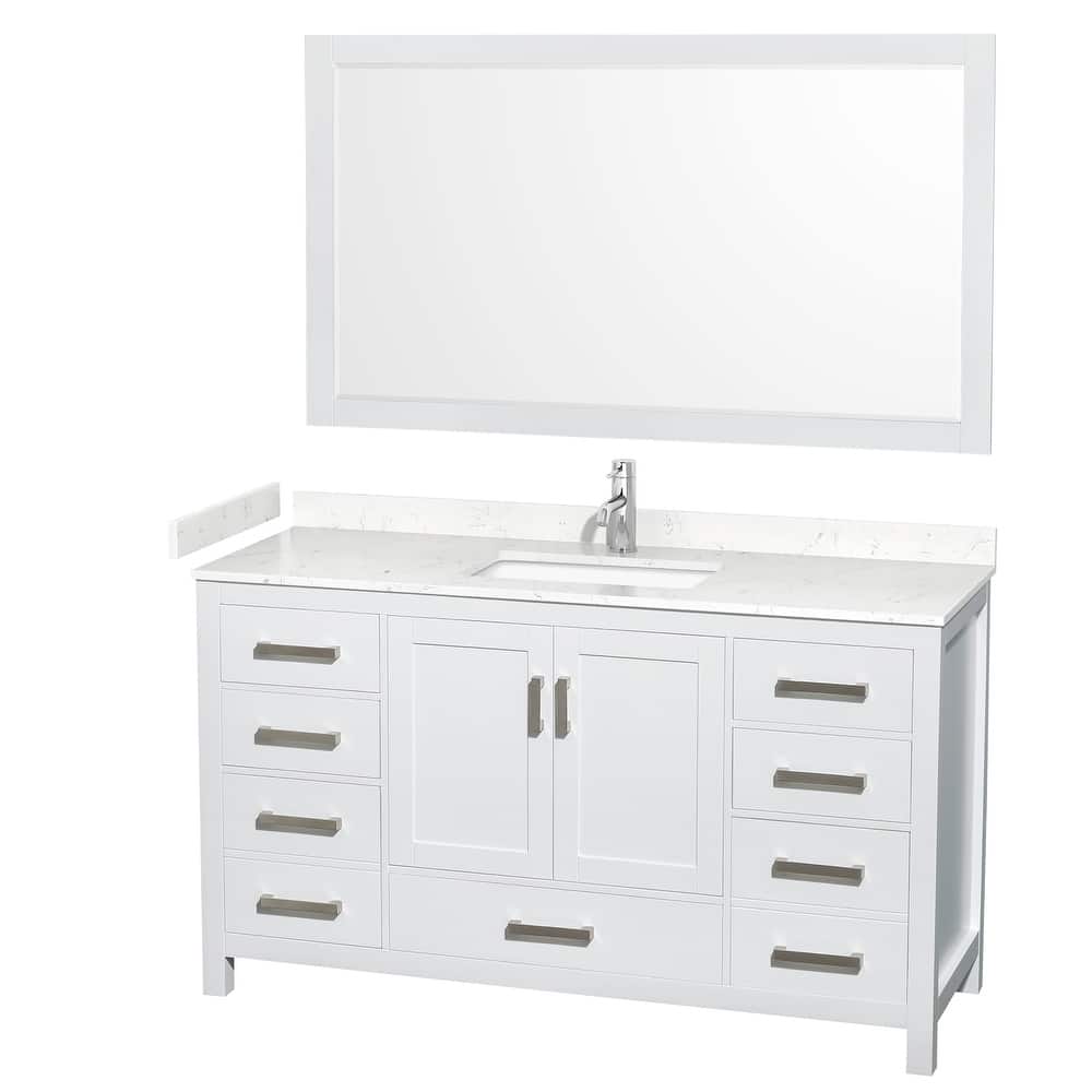Sheffield Bathroom Vanity Set, Cultured Top, 58-Inch Mirror