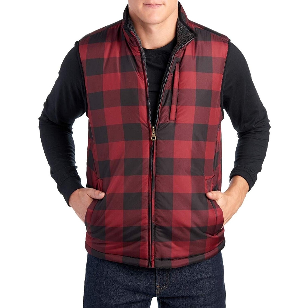 Shop Weatherproof Vintage Men S Reversible Vest Red Plaid
