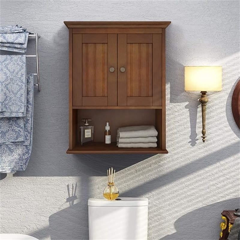 Bathroom Medicine Cabinet - 9.25"D x 18.9"W x 23.43"H - Reddish Brown