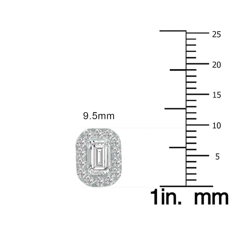 Marquee 1.50 Carat TW Emerald Cut Lab Grown Diamond Halo Earrings in 14K White Gold