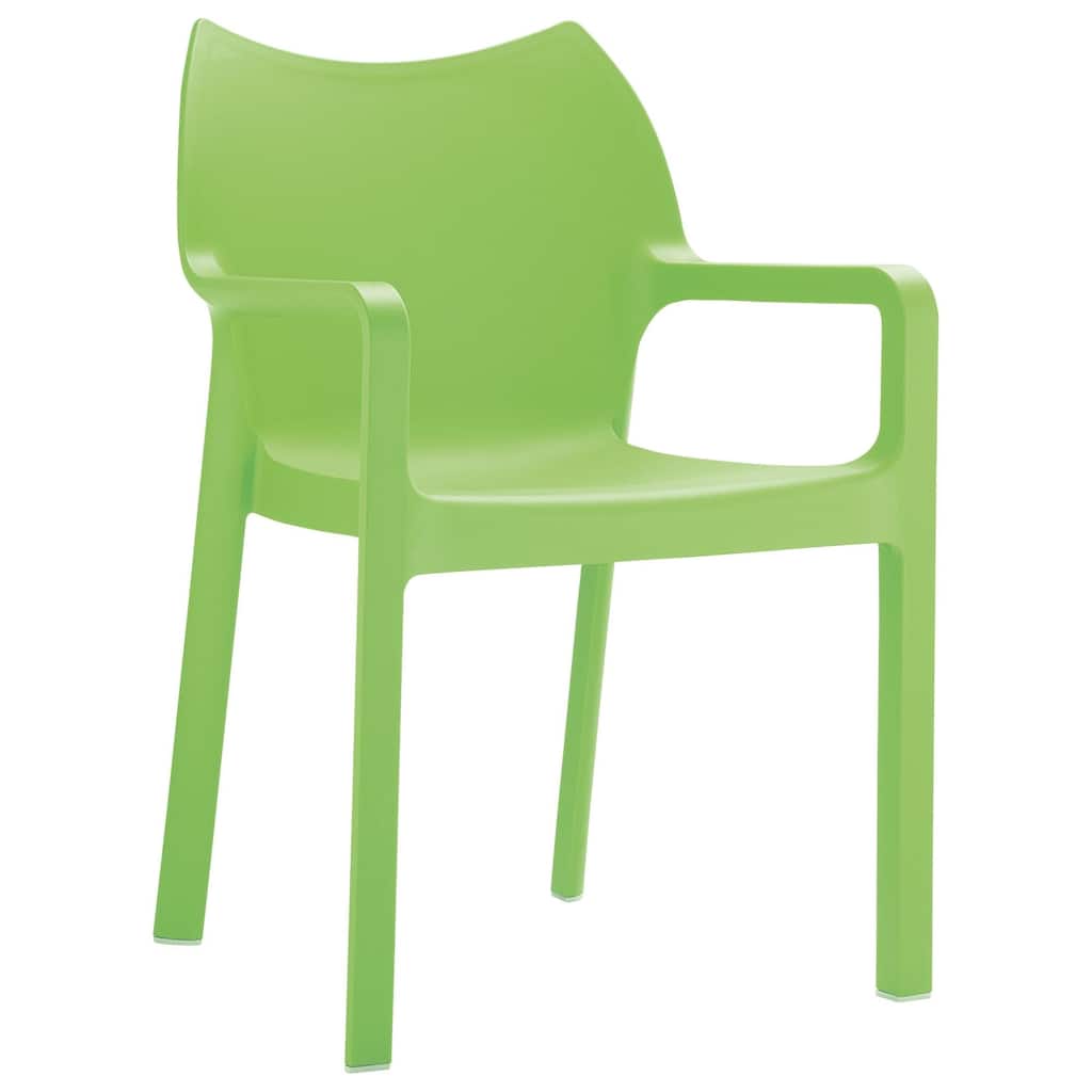 33" Green Outdoor Patio Solid Dining Arm Chair