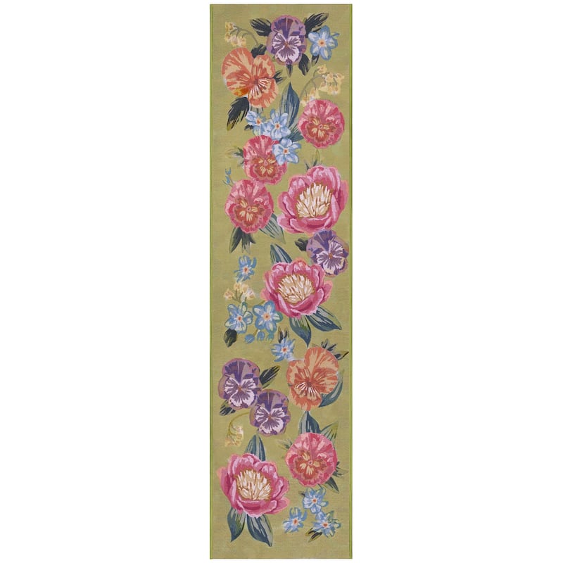 Liora Manne Marina Secret Garden Indoor/Outdoor Area Rug - Green - 1'11" x 7'6"