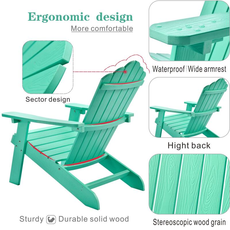 OVIOS Plastic Wood Adirondack Outdoor Patio Chair Set of 2
