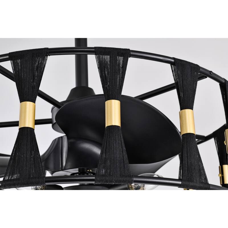 Helle 25 Inch Elegant Matte Black Fandelier with Remote