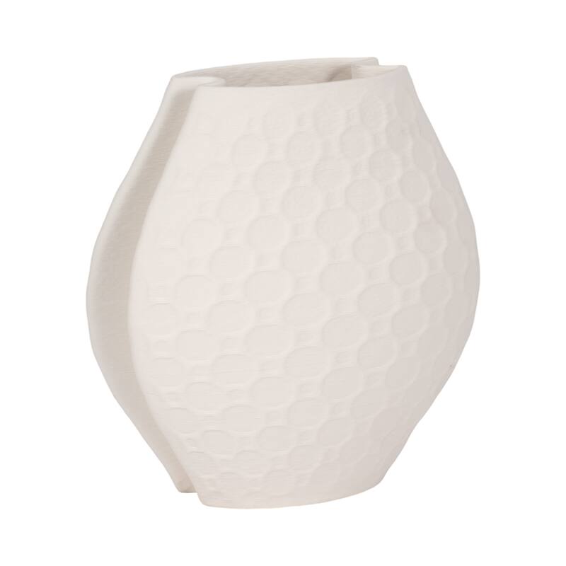 Sagebrook Home Elphantine 3D Printed Vase, Ivory/Beige, Bud, Texture
