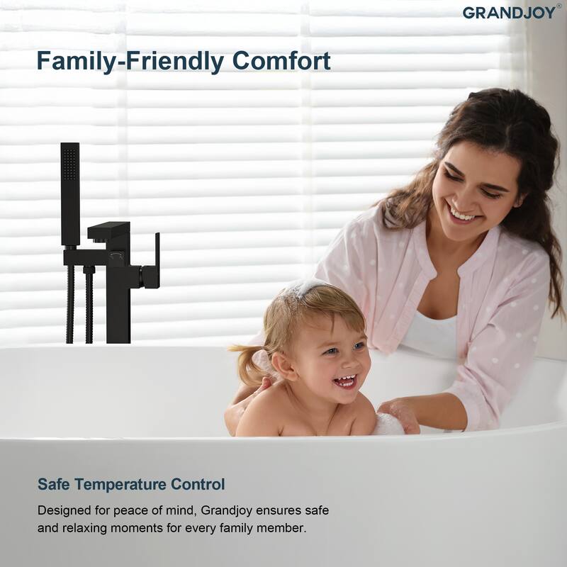 GRANDJOY 1-Handle Stylish Freestanding Tub Faucet with Hand Shower