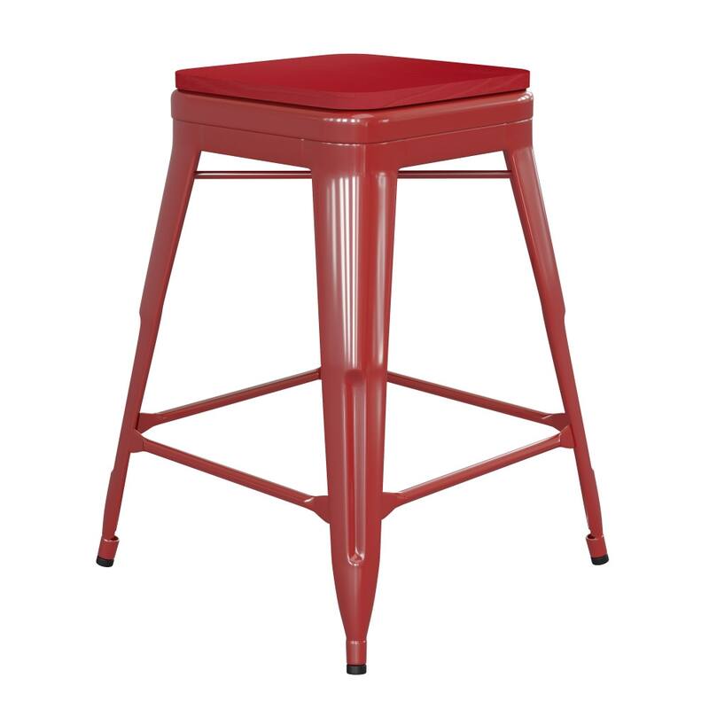 Indoor/Outdoor Backless Counter Stool with Poly Resin Seat