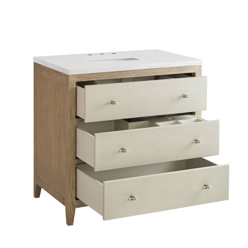 James Martin Vanities Celeste 36" Single Vanity, Sunwashed Oak with Embossed Shagreen