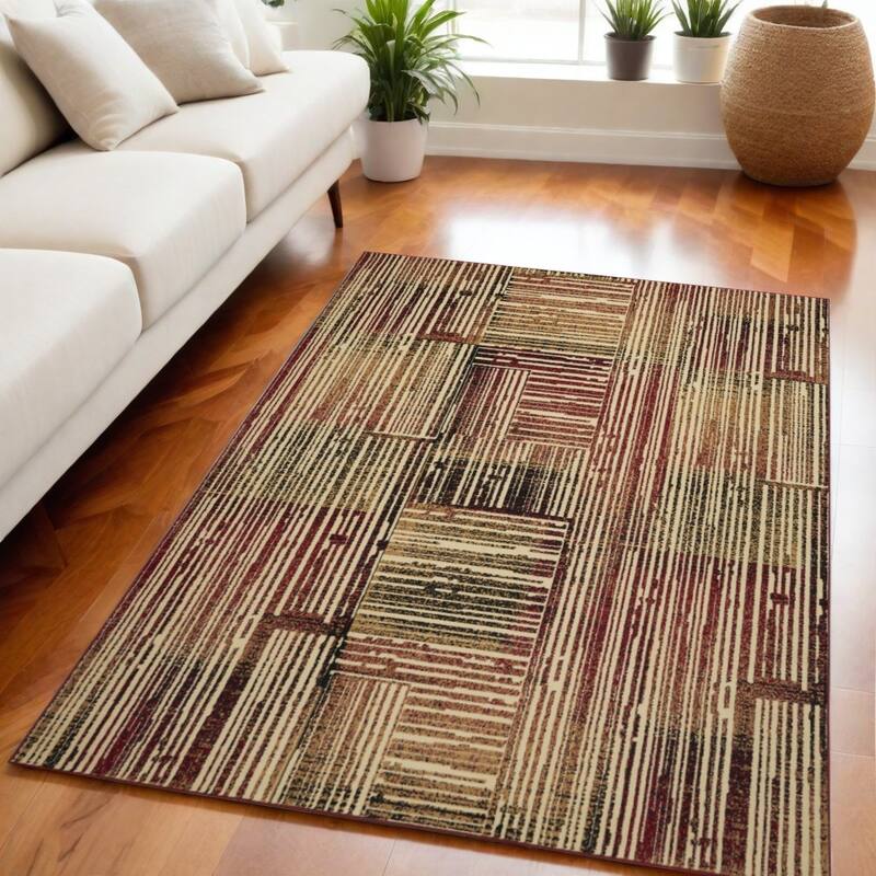 Luca Power Loomed Traditional Modern Non Skid Stain Resistant Area Rug By HomeRoots - 87' X '63' X '0.5 - Black - Rectangle