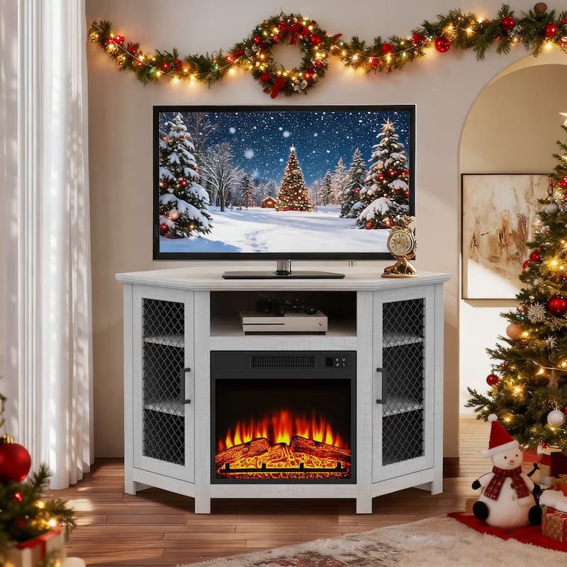 44.8" TV Stand Console with 18" Electric Fireplace and Shelves - n/a