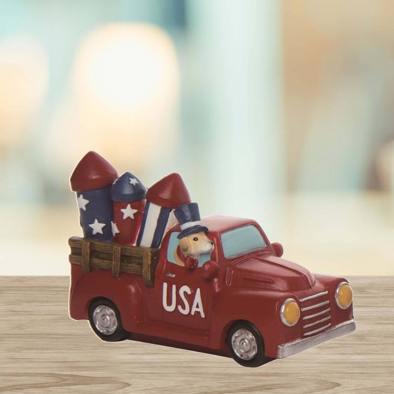 Transpac Resin 6.25" Red Patriotic Americana Vehicle Figurine