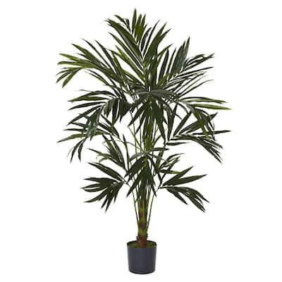 Tall Kenta Palm Tree - 6Ft Indoor Tropical Decor - Lush Green Faux Plant for Home Office Living Room - 6ft.