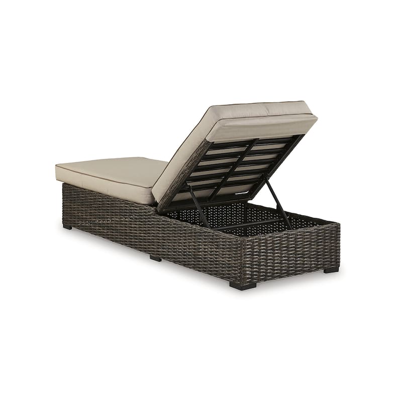 Signature Design by Ashley Coastline Bay Brown Outdoor Chaise Lounge with Cushion - 28.13" W x 76.88" D x 17.25" H