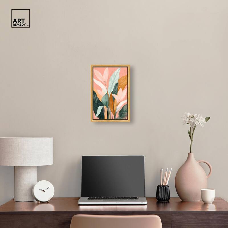 Peach and Palm Canvas by Art Remedy