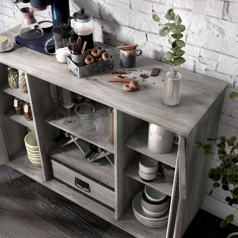 DH BASIC Industrial 7-shelf Buffet with Wine Bottle Storage by Denhour