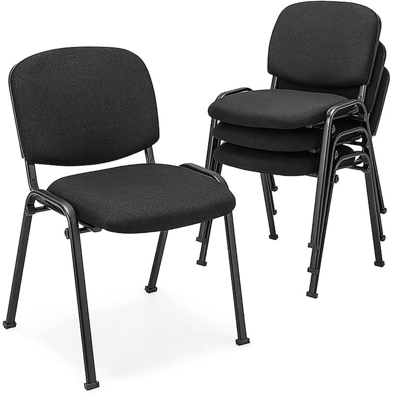 Meeting Room Conference Chair Set w/ Metal Frame & Upholstered Back - 4 PCS