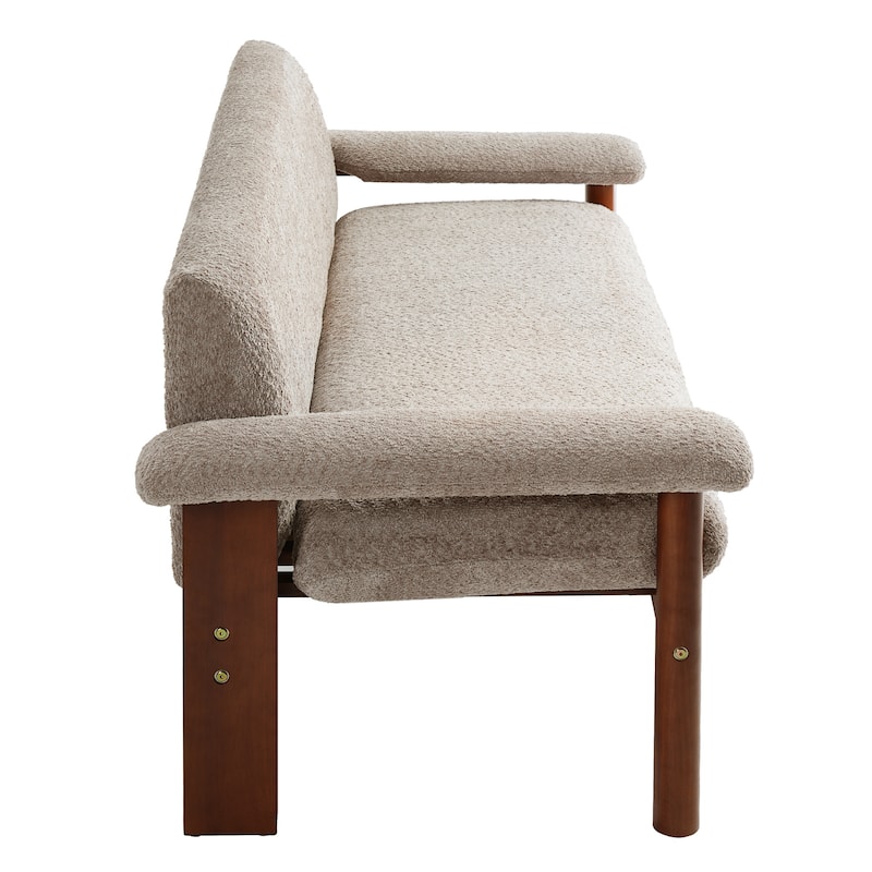 Roomfitters Modern Berber Fleece Loveseat Sofa with Armrest Pillows, 2-Seater Couch