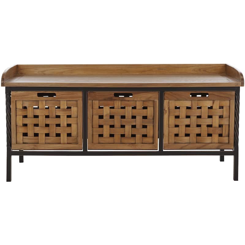 SAFAVIEH Toshie Honey Oak Storage Bench - 42.5" x 15.5" x 20" - 43Wx16Dx20H