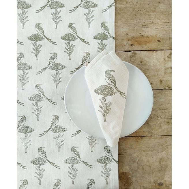 French Home Sugarbird Table Runner - Sage