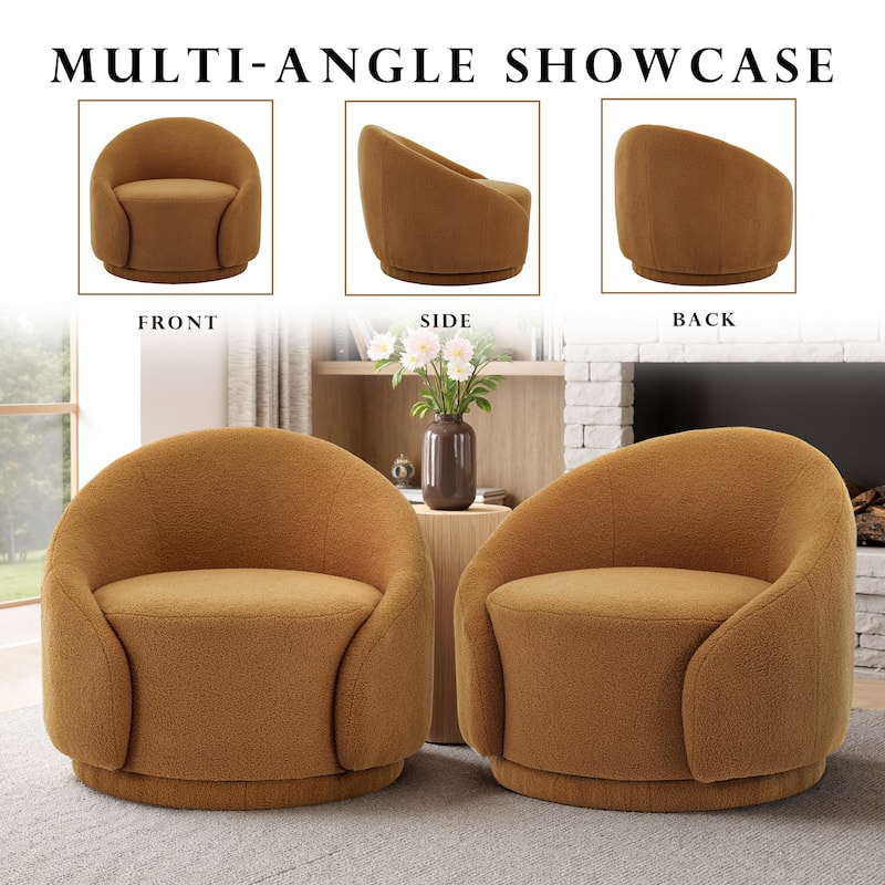 35" Wide Upholstered Swivel Accent Barrel Chairs (Set of 2)