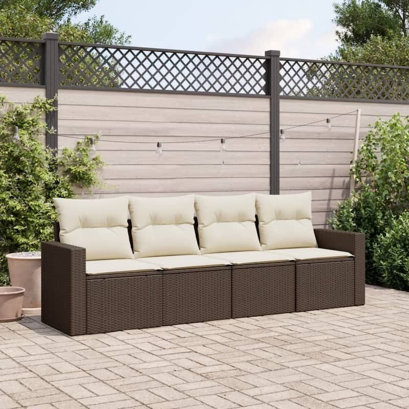 vidaXL Garden Sofa Set Brown and Cream White - 24.4 x 25.8 x 27.2