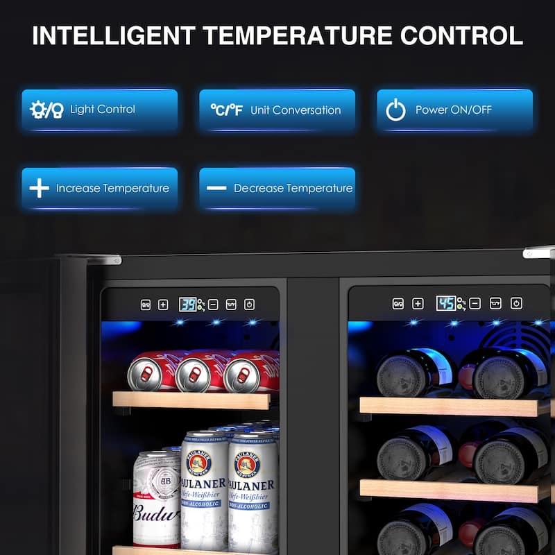24 Inch Beverage Refrigerator, Built-in/Freestanding Wine Beverage Cooler, Under Counter Beer Fridge