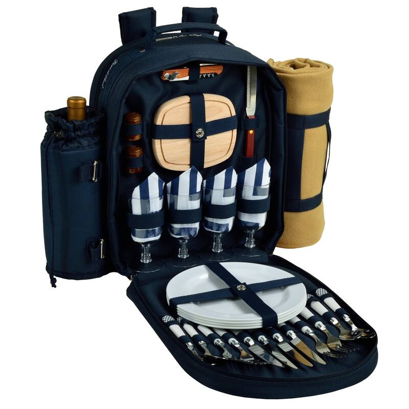 Picnic at Ascot Four Person Equipped Picnic Backpack with Blanket