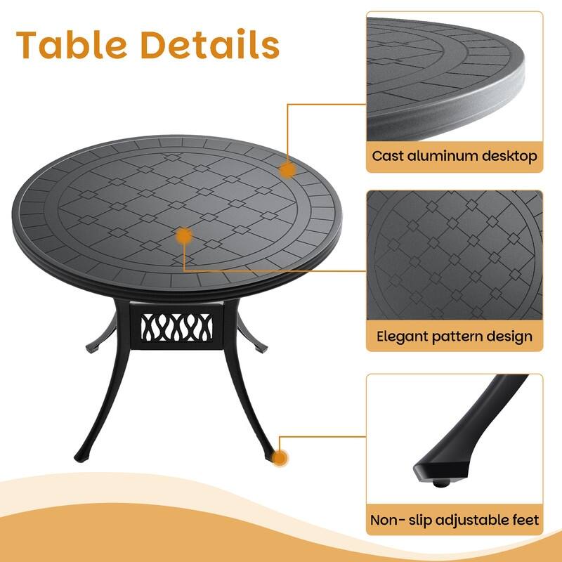 Traditions 3-Piece Patio Outdoor Dining Set with 2 Dining Chairs and Round Dining Table, Rust Free