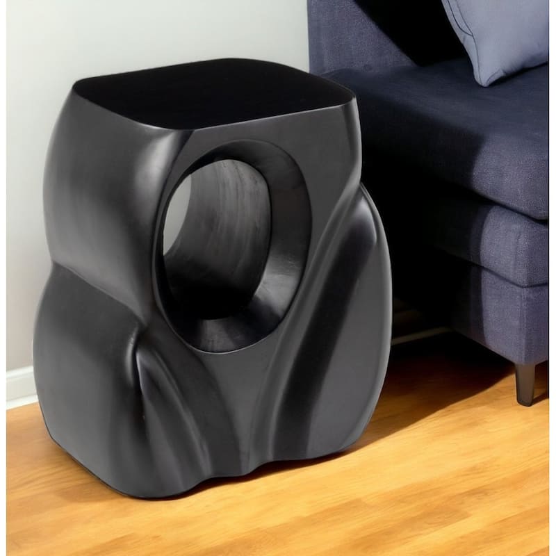 HomeRoots 16" Black Solid Wood Abstract Figurine End Table - 15' X '15.7' X '10 - Black - Wood