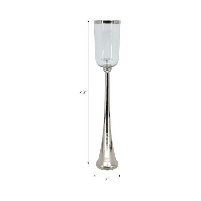 Modern Metal and Glass Floor Candle Stand for Pillar Candles