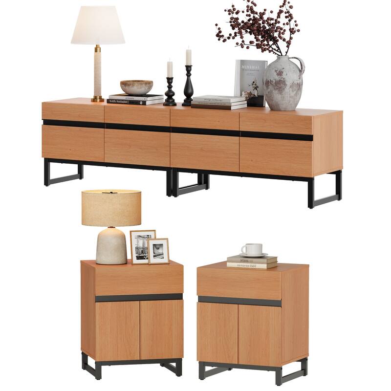 WAMPAT TV Stand and End Table Set of 3