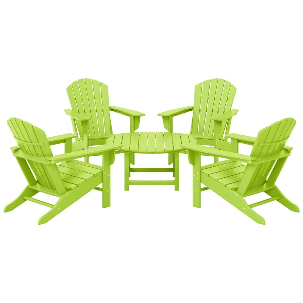 Altura Outdoor 5-Piece Adirondack Chair & Round Coffee Table Conversation Set