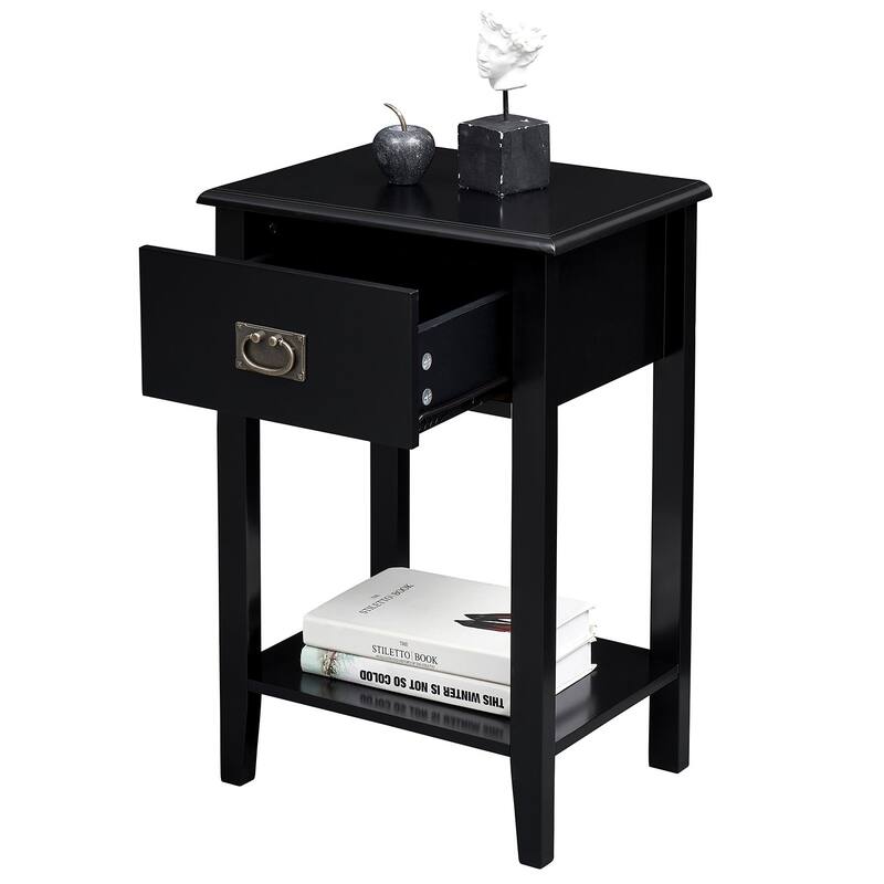 Javlergo Wooden Nightstand Bedside, Set of 2, Small End Tables with Drawer for Bedroom, Living Room, Office Room