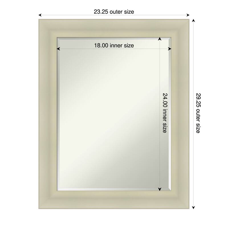 Oliver Half-Inch-Bevel Wood Framed Bathroom Vanity Wall Mirror - 23 x 29 in - Oliver Warm Silver