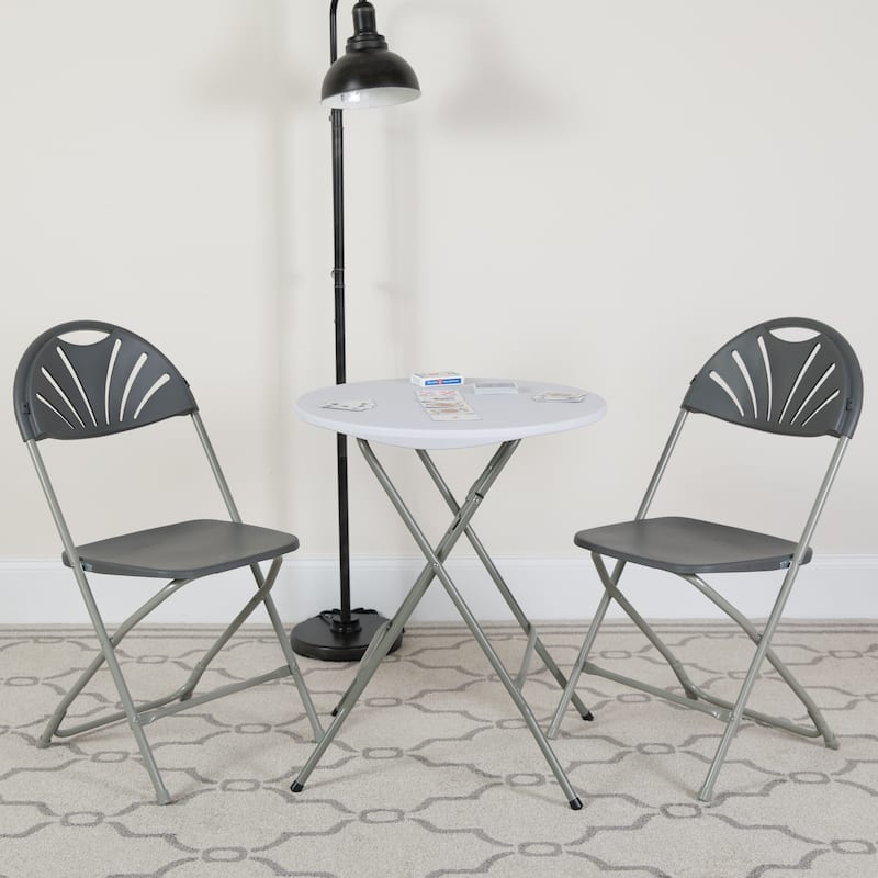 Plastic Fan Back Folding Chair (Set of 2) - Charcoal