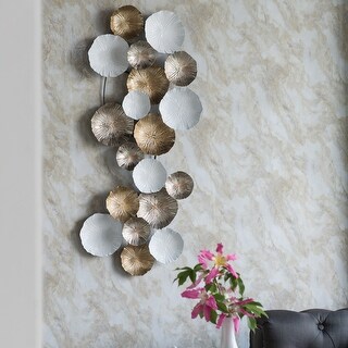 A&B Home Ryder White and Gold Floral Metal Wall Accent