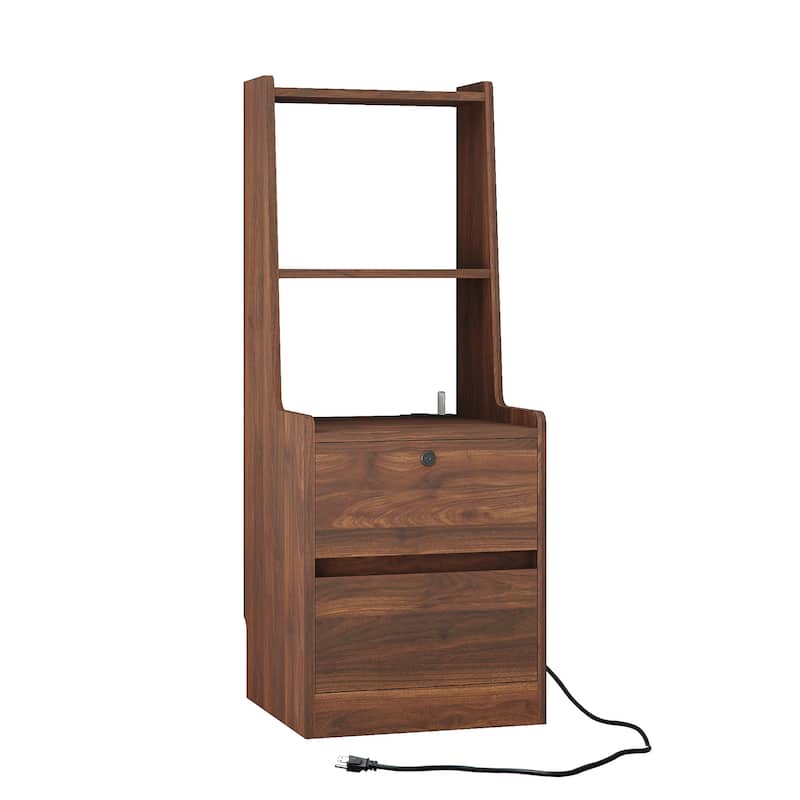 Nightstands Set of 2,with Charging Station,Smart Nightstand with Night Ligh and Bookshelf,Bedside Tables with Storage Cabinet