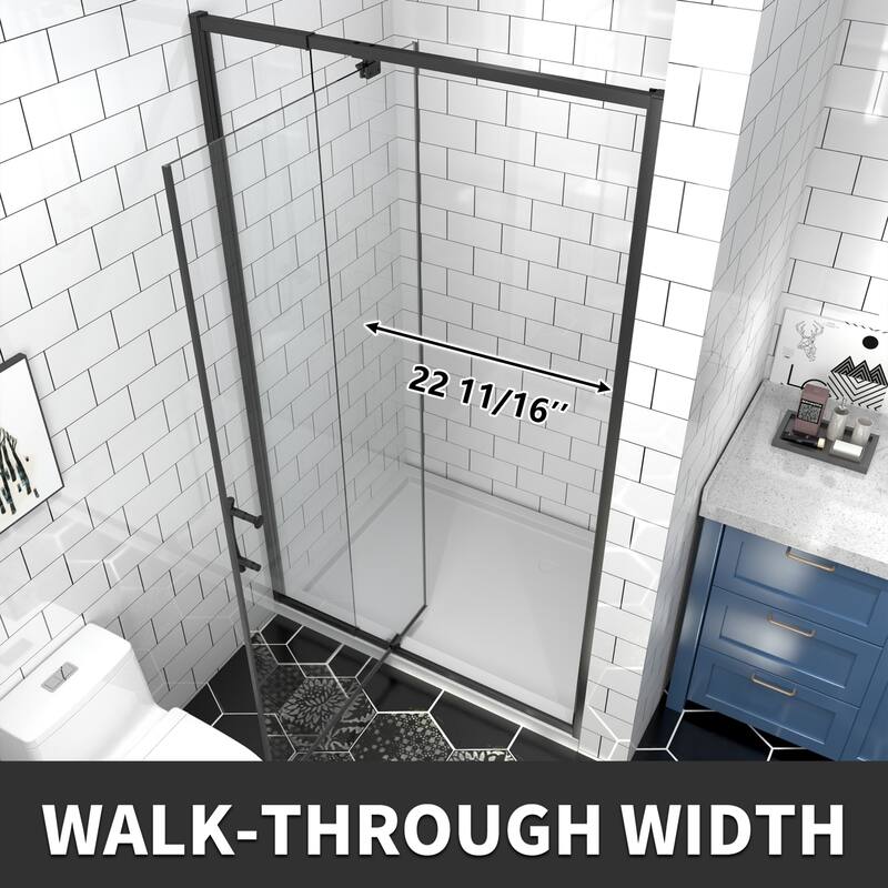 Modland 42''/48''/54''/60''W x 71''H Frameless Pivot Swing Shower Door Enclosure with 1/4" SGCC Tempered Glass Door