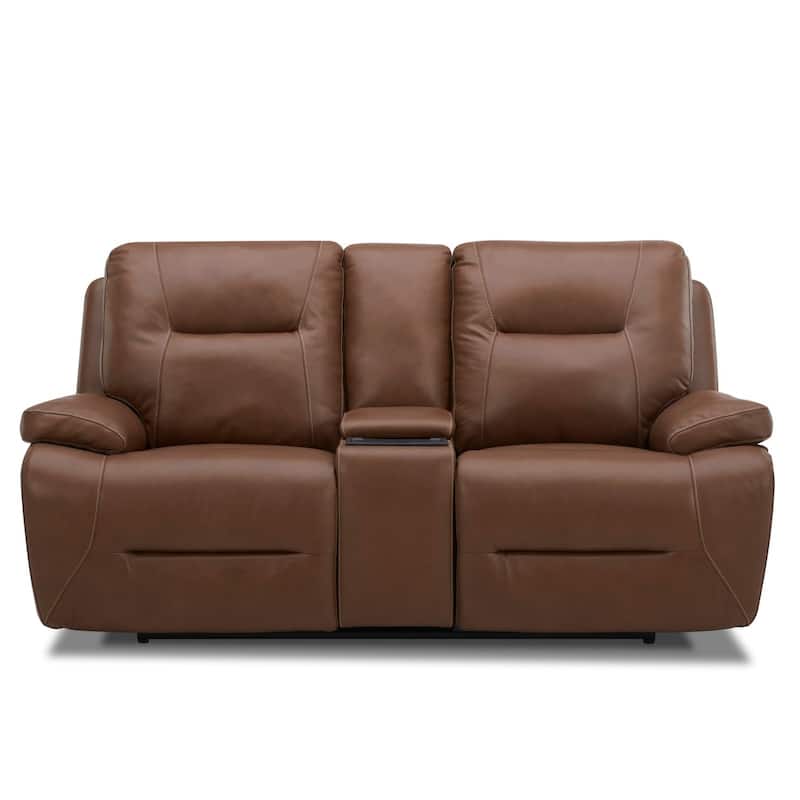 Liberty Furniture Cameron Power Recline Loveseat with Console Brown Leather - Width 81" x Depth 39" x Height 41"