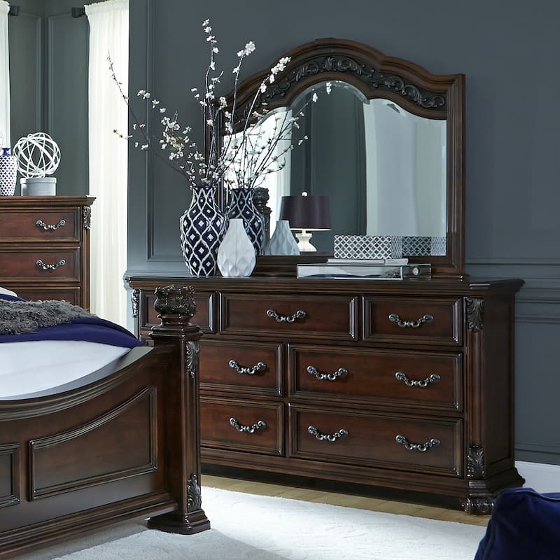 Messina Estates Cognac Dresser & Mirror - Cognac - 7-drawer